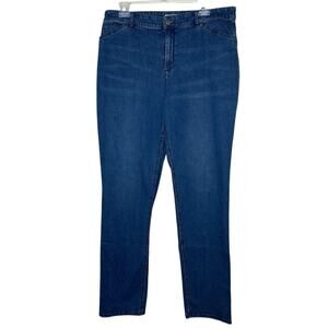 J. Jill Women's Blue Tried & True Fit Slim Leg Straight Denim Jeans Size 14